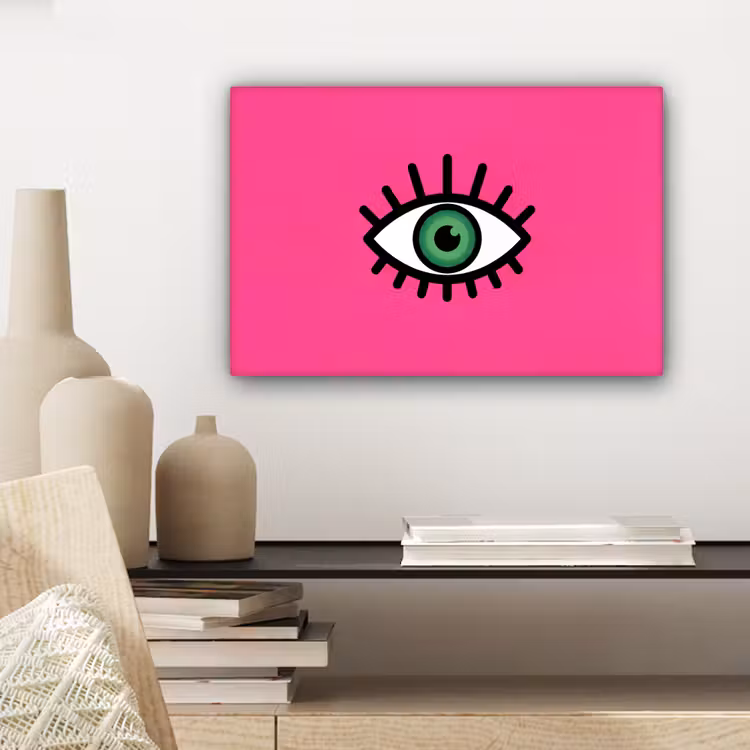 Minimalistisch - Oog - Roze canvas 2cm klein -sfeer6