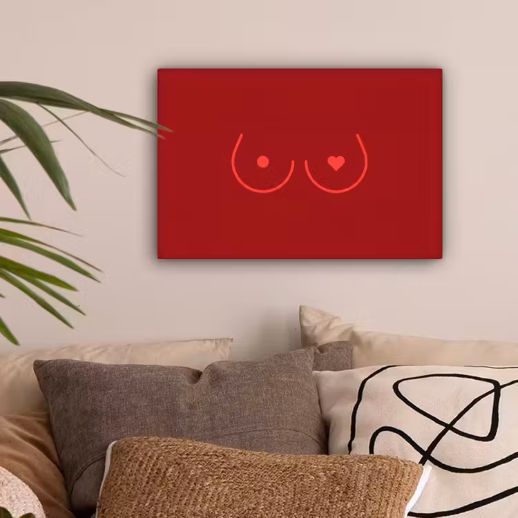 Minimalistisch - Lijnillustratie - Rood canvas 2cm klein -sfeer1