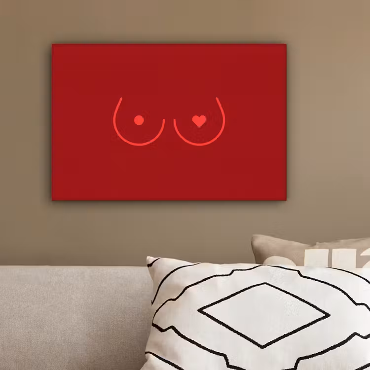 Minimalistisch - Lijnillustratie - Rood canvas 2cm klein -sfeer3