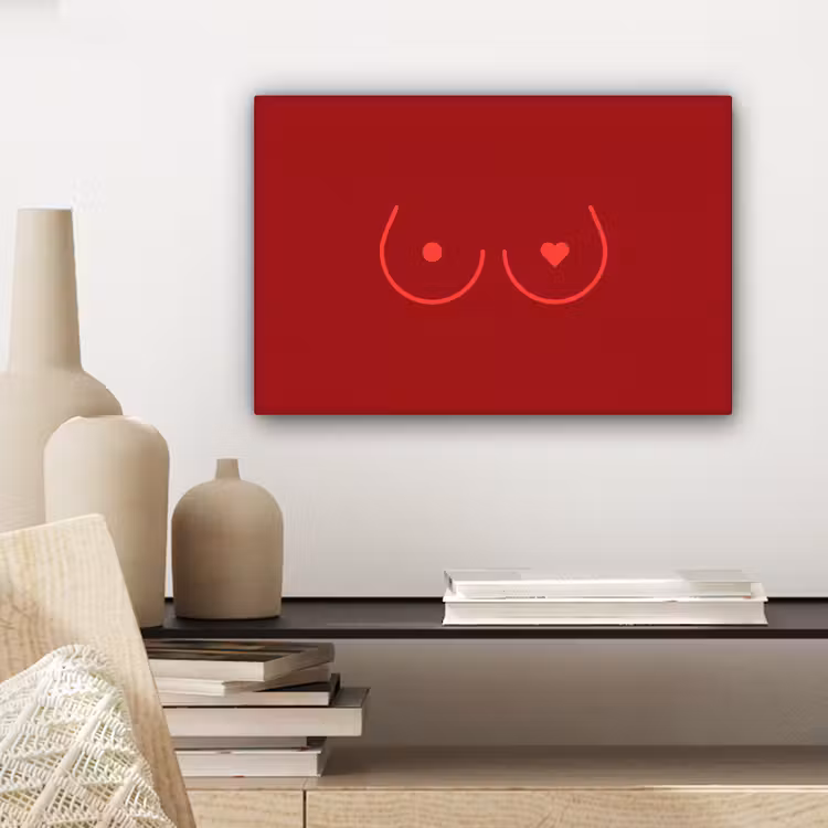 Minimalistisch - Lijnillustratie - Rood canvas 2cm klein -sfeer6