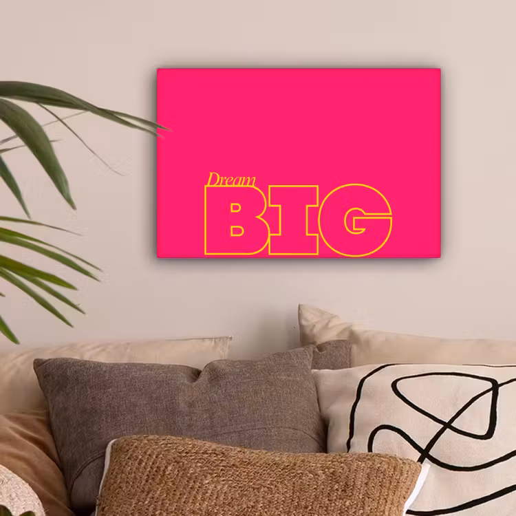 Minimalistisch - Roze - Dream big - Grafisch canvas 2cm klein -sfeer1