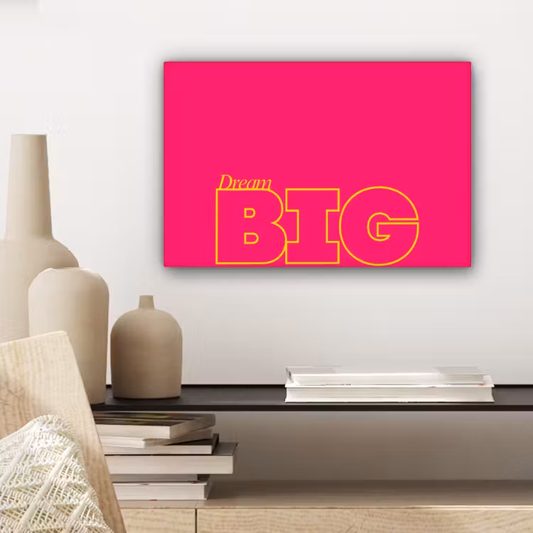 Minimalistisch - Roze - Dream big - Grafisch canvas 2cm klein -sfeer6
