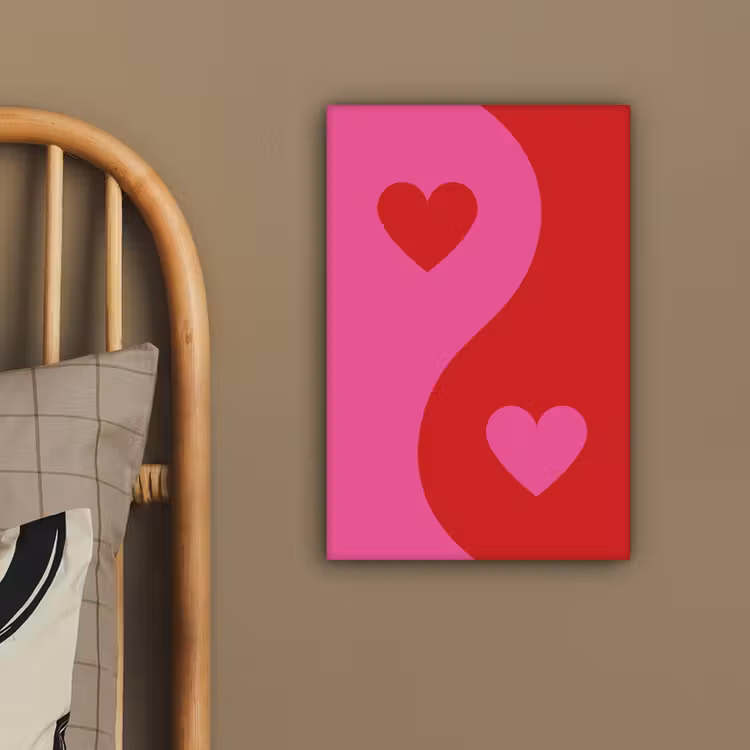 Minimalistisch - Rood - Roze - Hartjes canvas 2cm klein -sfeer3