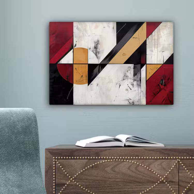 Modern - Abstract - Geometrisch - Rood - Industrieel canvas 2cm klein -sfeer4