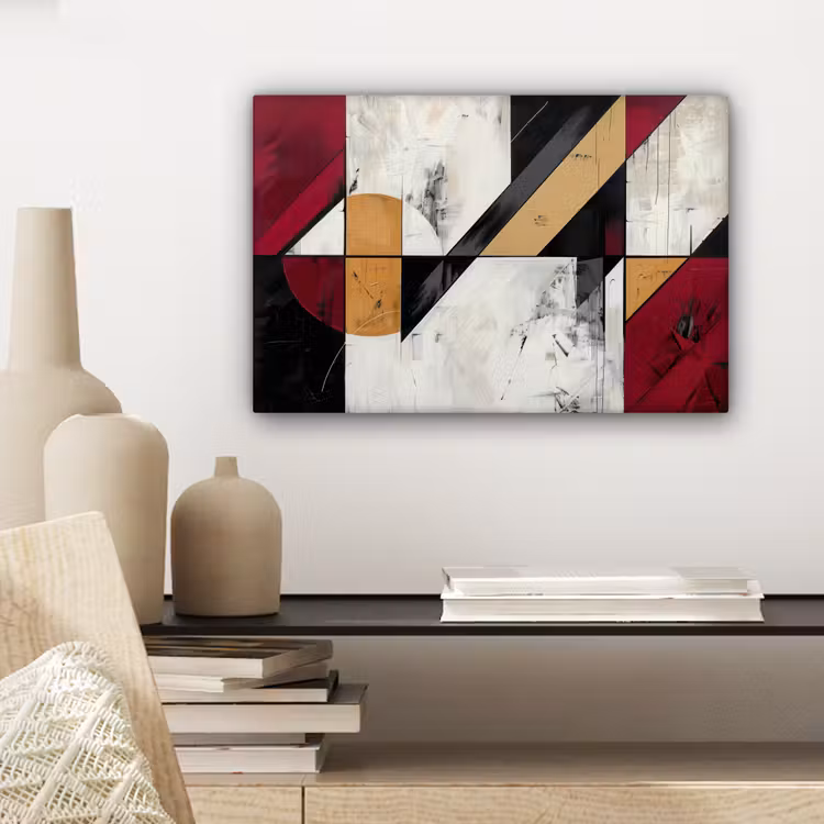 Modern - Abstract - Geometrisch - Rood - Industrieel canvas 2cm klein -sfeer6