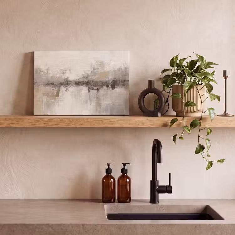 Moderne kunst - Abstract - Beige canvas 2cm klein -sfeer3