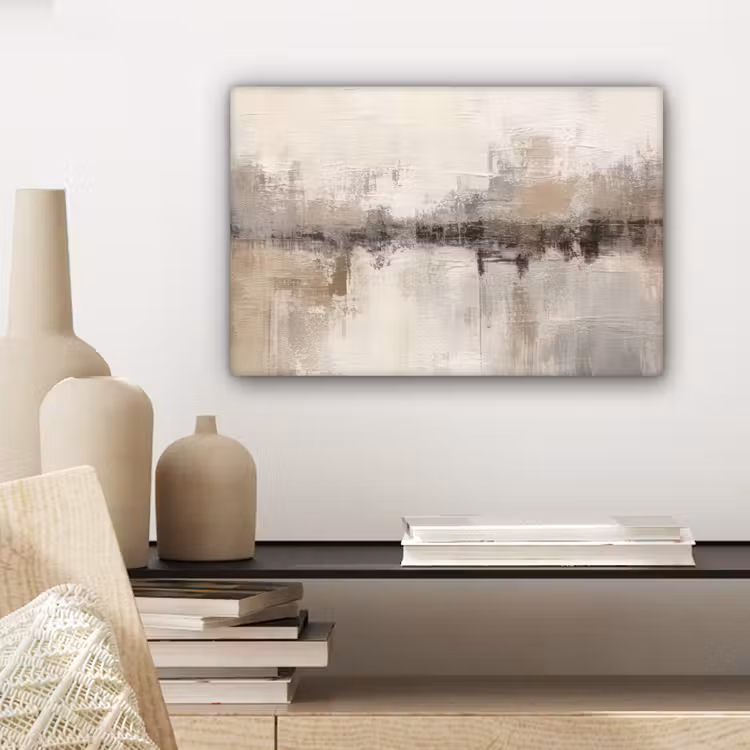 Moderne kunst - Abstract - Beige canvas 2cm klein -sfeer6