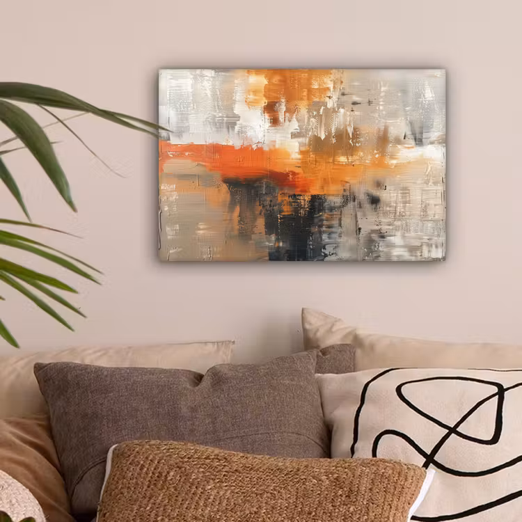 Moderne kunst - Abstract - Goud - Grijs canvas 2cm klein -sfeer1