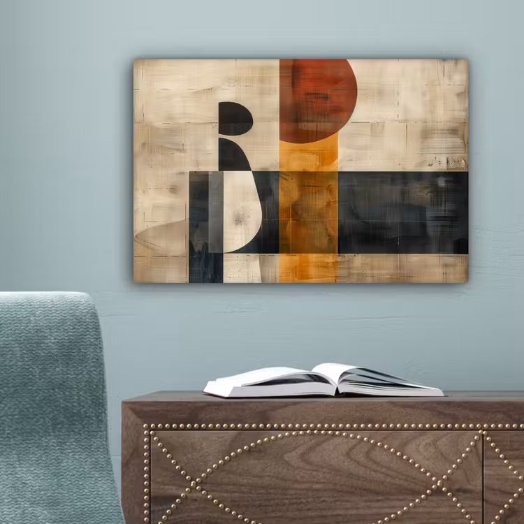 Modern - Kunst - Beige - Industrieel canvas 2cm klein -sfeer4