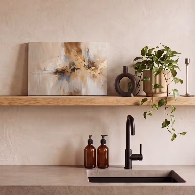 Modern - Bruin - Abstract - Beige canvas 2cm klein -sfeer3