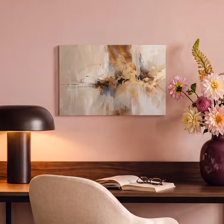 Modern - Bruin - Abstract - Beige canvas 2cm klein -sfeer4