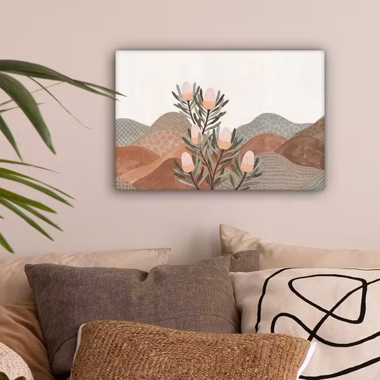 Modern - Heuvels - Terracotta canvas 2cm klein -sfeer1