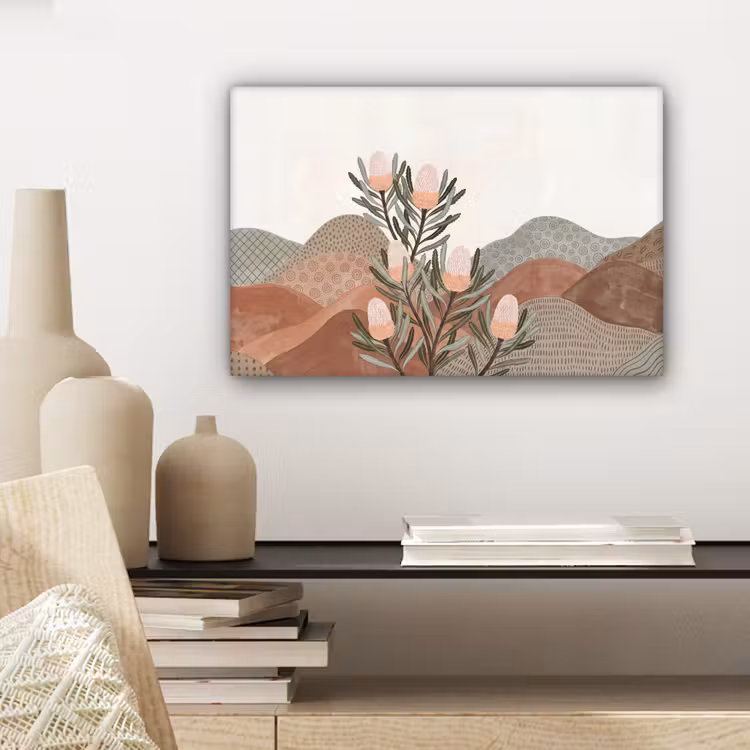 Modern - Heuvels - Terracotta canvas 2cm klein -sfeer6