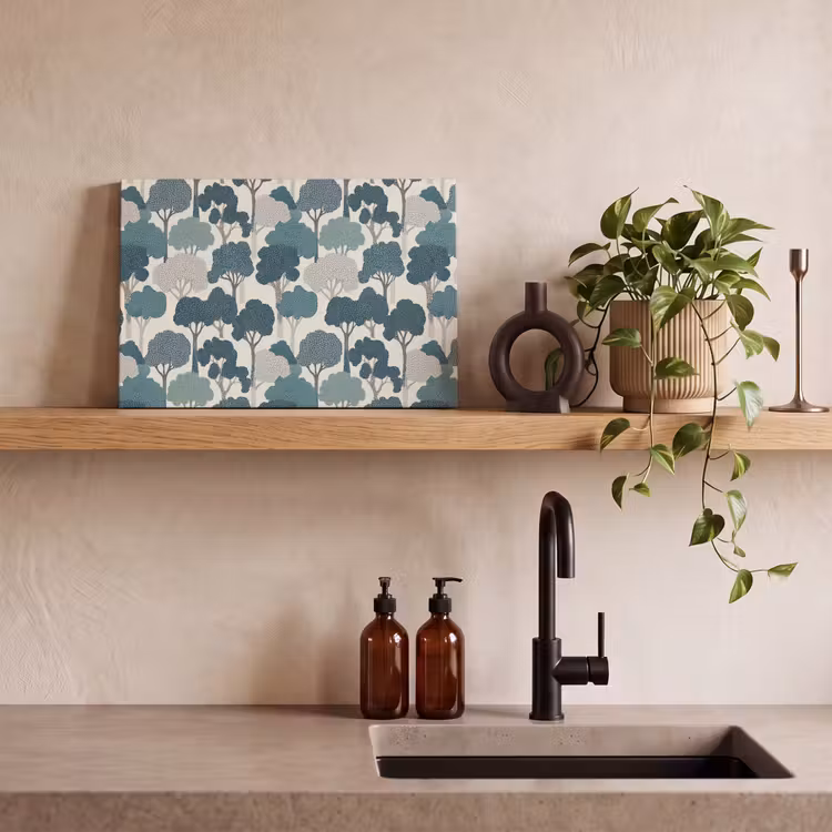 Modern - Bomen - Bos - Patroon - Blauw canvas 2cm klein 34 -sfeer3