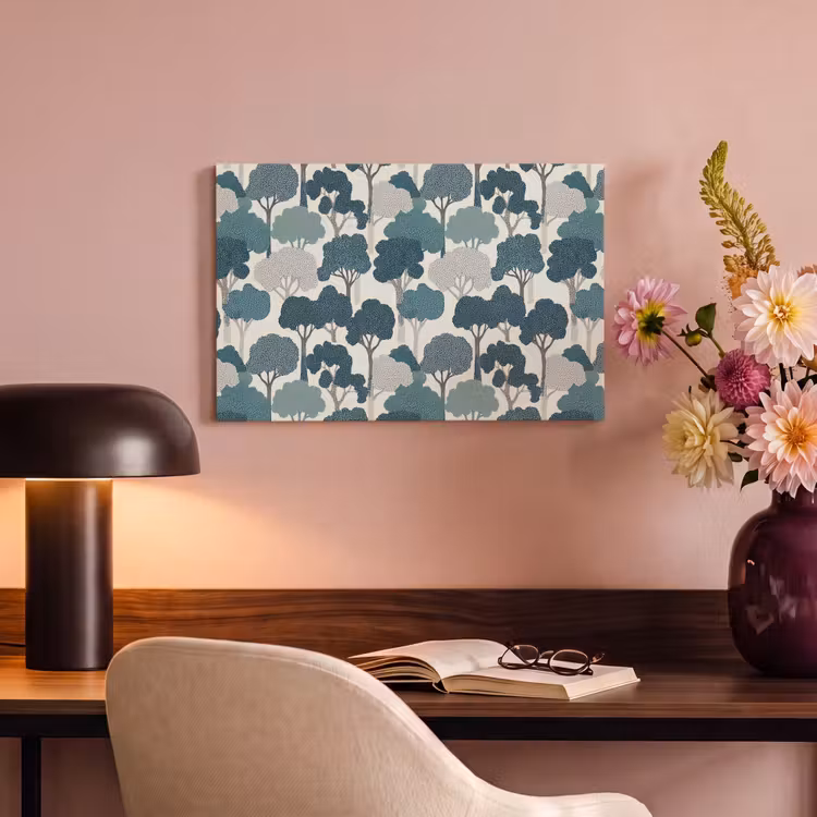 Modern - Bomen - Bos - Patroon - Blauw canvas 2cm klein 34 -sfeer4