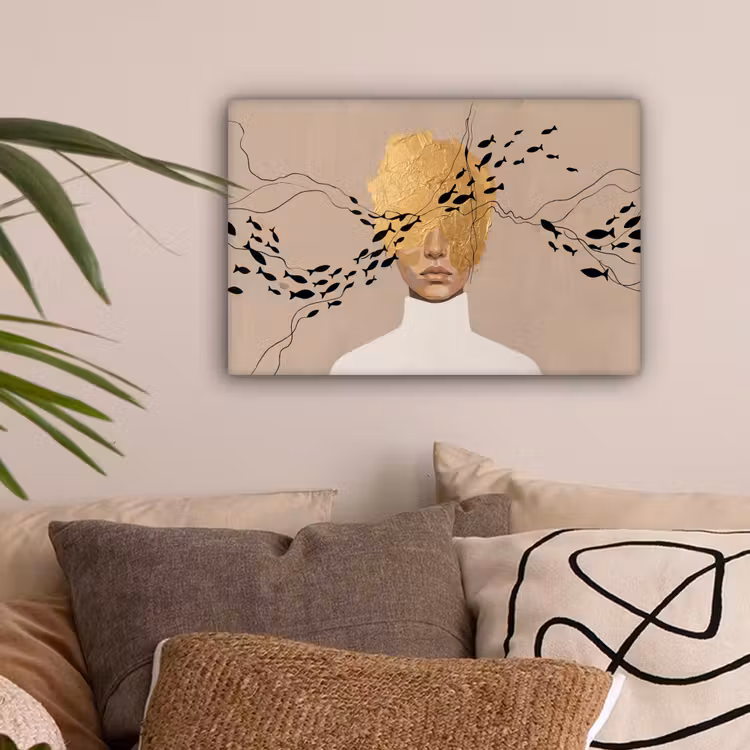 Modern - Vrouw - Goud canvas 2cm klein -sfeer1
