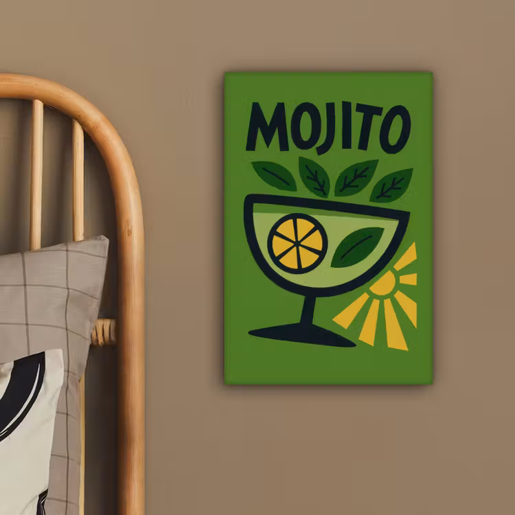 Mojito - Cocktail - Citroen - Groen canvas 2cm klein -sfeer3
