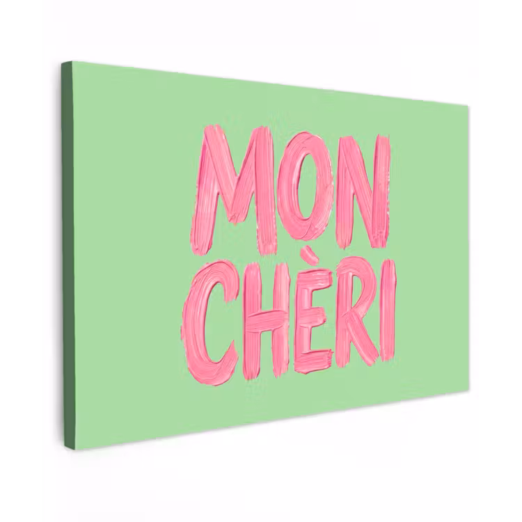 Mon cheri - Groen - Roze canvas 2cm klein -z3d