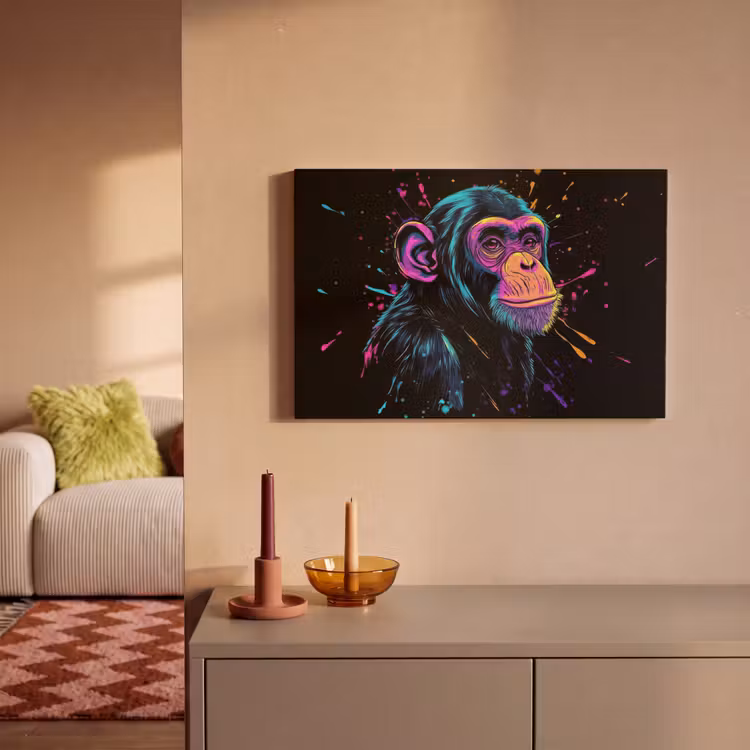 Aap - Verf - Neon - Kleur canvas 2cm klein -sfeer1