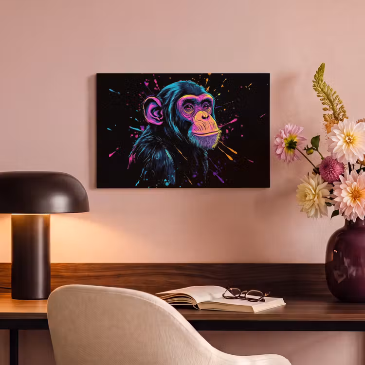 Aap - Verf - Neon - Kleur canvas 2cm klein -sfeer4