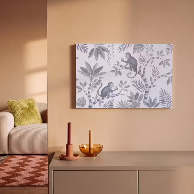 Aap - Boom - Bladeren - Jungle - Illustratie canvas 2cm klein -sfeer1