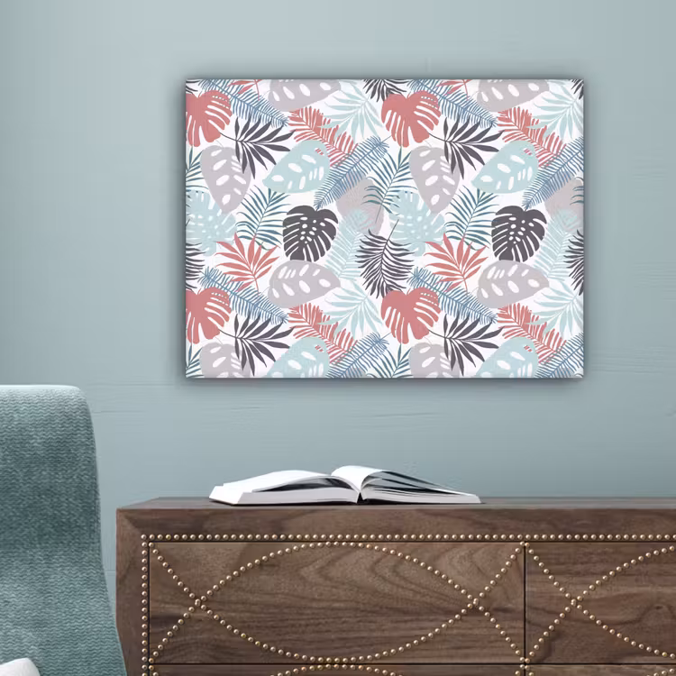 Monstera - Pastel - Bladeren - Tropical canvas 2cm klein -sfeer4