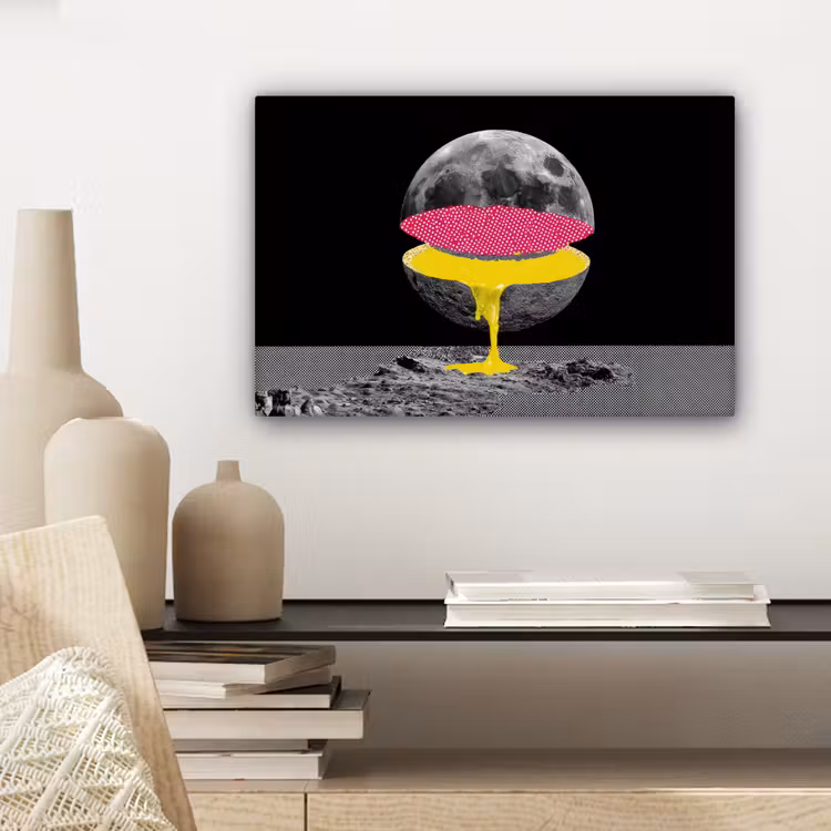 Maan - Geel - Roze - Zwart canvas 2cm klein -sfeer6
