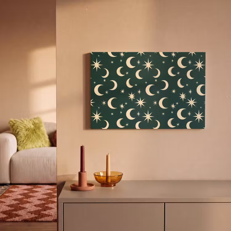 Manen - Sterren - Groen canvas 2cm klein 34 -sfeer1