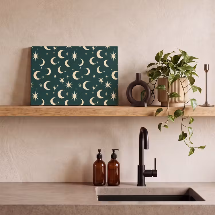 Manen - Sterren - Groen canvas 2cm klein 34 -sfeer3