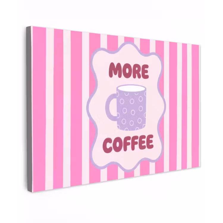 More coffee - Roze - Paars - Strepen - Mok canvas 2cm klein -z3d