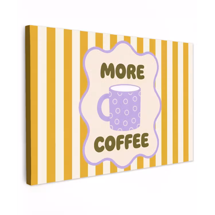 More coffee - Geel - Paars - Strepen - Mok canvas 2cm klein -z3d