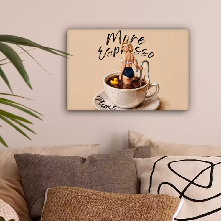 More espresso - Koffie - Eend canvas 2cm klein -sfeer1
