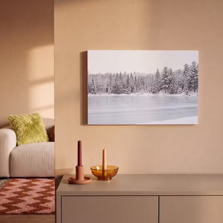 Meer - Dennen - IJs - Winter - Rustgevend canvas 2cm klein -sfeer1