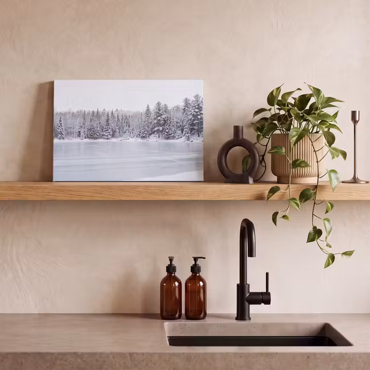 Meer - Dennen - IJs - Winter - Rustgevend canvas 2cm klein -sfeer3