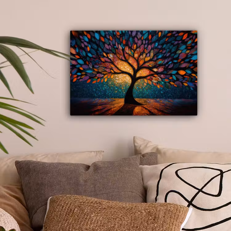 Mozaïek - Kleurrijk - Boom - Takken canvas 2cm klein -sfeer1
