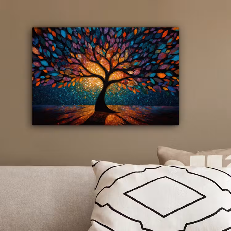 Mozaïek - Kleurrijk - Boom - Takken canvas 2cm klein -sfeer3
