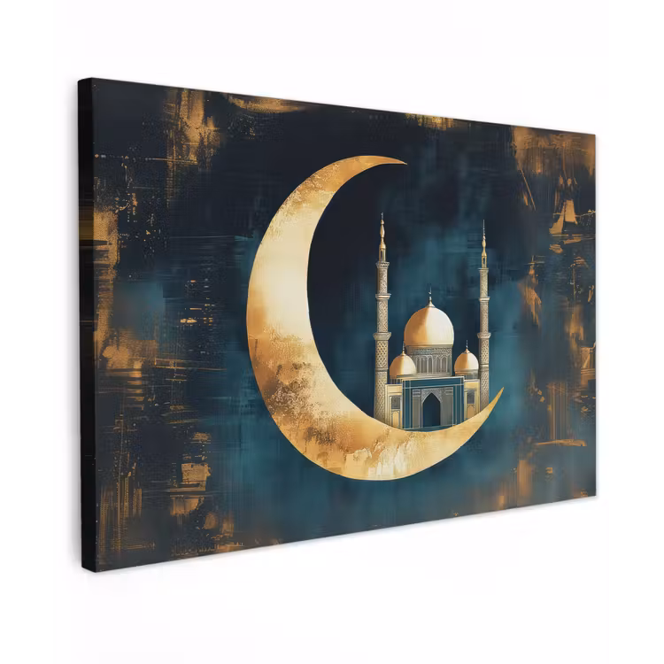 Moskee - Halve maan - Goud - Ramadan - Islamitische canvas 2cm klein -z3d