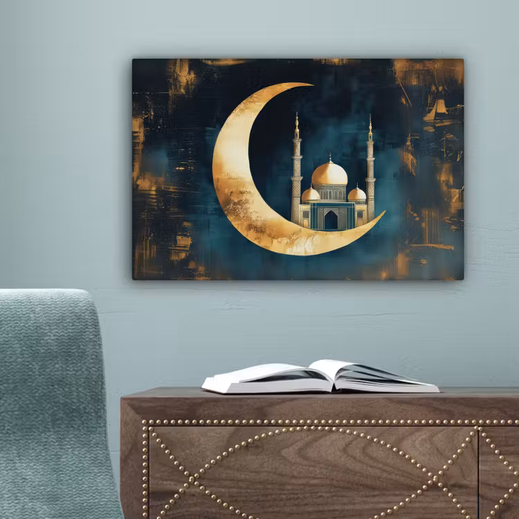 Moskee - Halve maan - Goud - Ramadan - Islamitische canvas 2cm klein -sfeer4