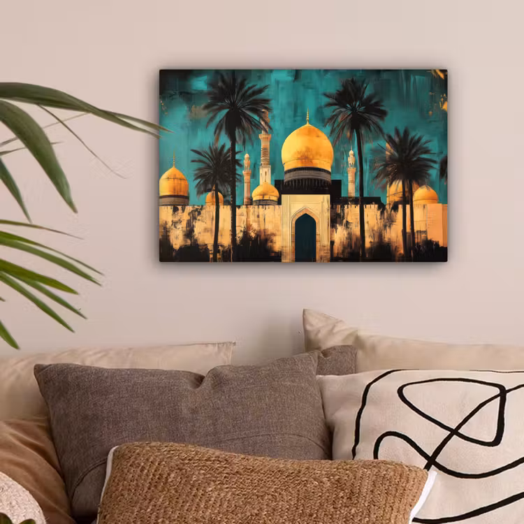 Moskee - Goud - Arabisch - Islamitische canvas 2cm klein -sfeer1