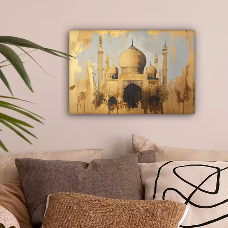 Moskee - Goud - Arabisch - Ramadan - Islamitische canvas 2cm klein -sfeer1