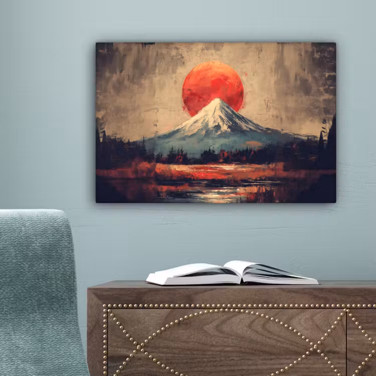 Bergtop - Sneeuw - Zon canvas 2cm klein -sfeer4