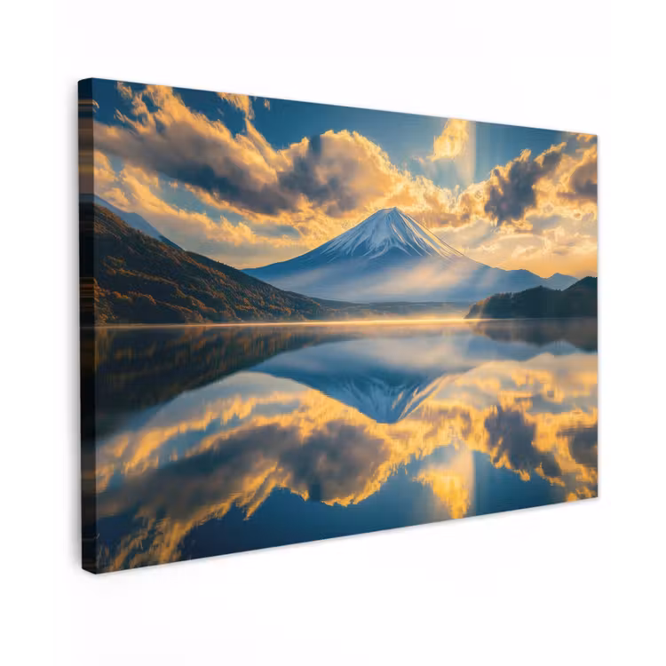 Berg - Rivier - Zonsondergang canvas 2cm klein -z3d