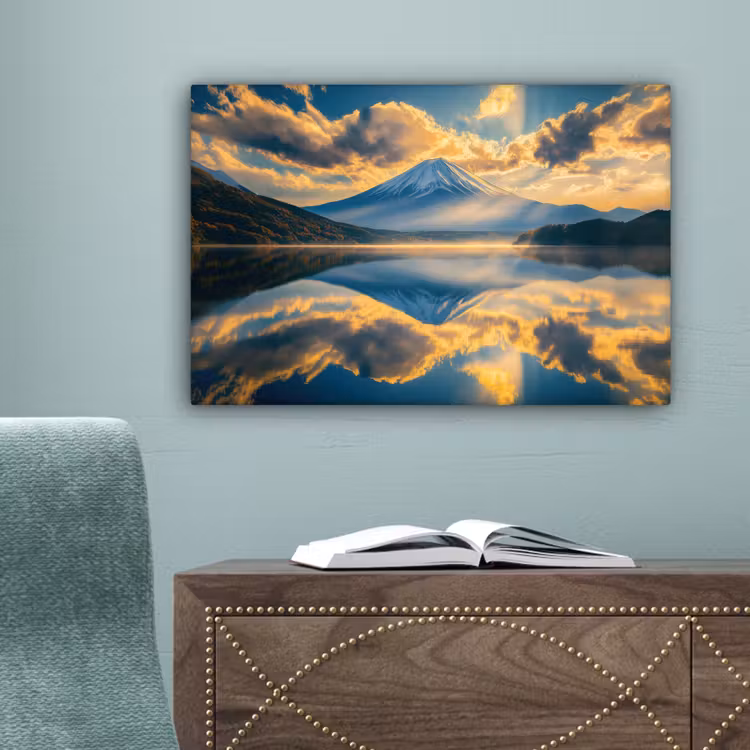 Berg - Rivier - Zonsondergang canvas 2cm klein -sfeer4