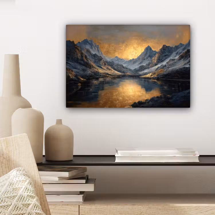 Berglandschap met Gouden Zonsondergang canvas 2cm klein -sfeer6
