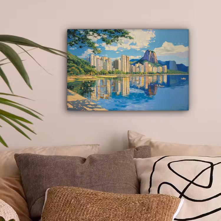 Berg - Skyline - Strand - Water canvas 2cm klein -sfeer1
