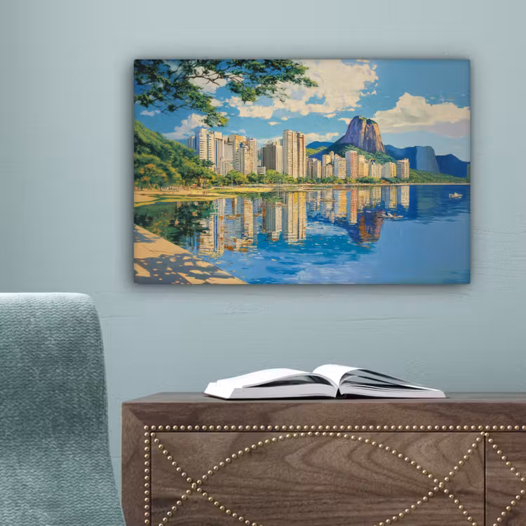 Berg - Skyline - Strand - Water canvas 2cm klein -sfeer4