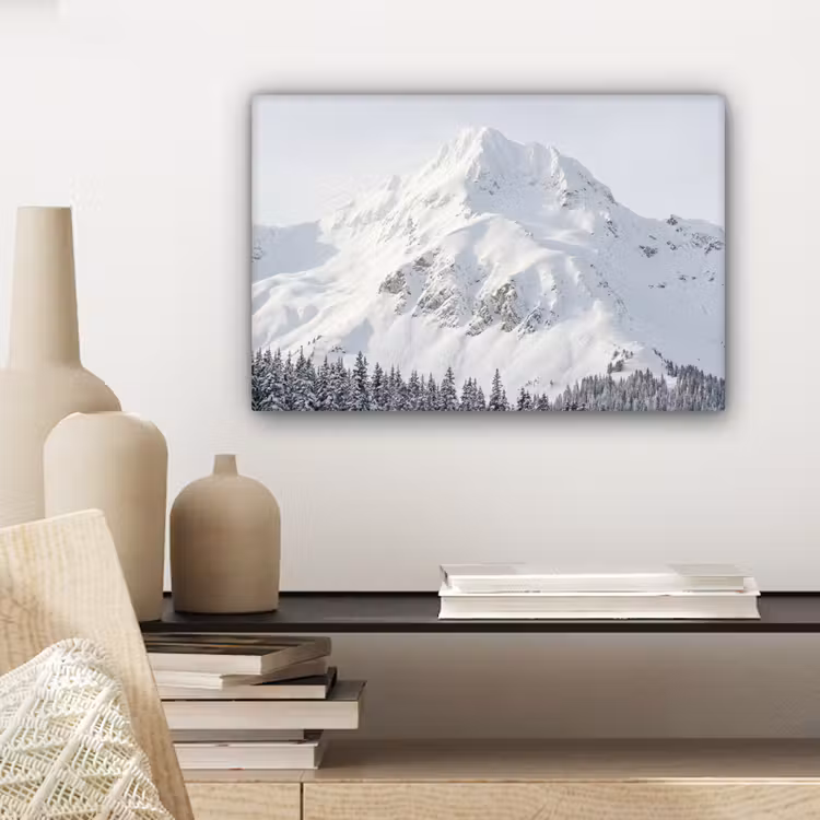 Berg - Sneeuw - Winter - Natuur - Wit canvas 2cm klein -sfeer6