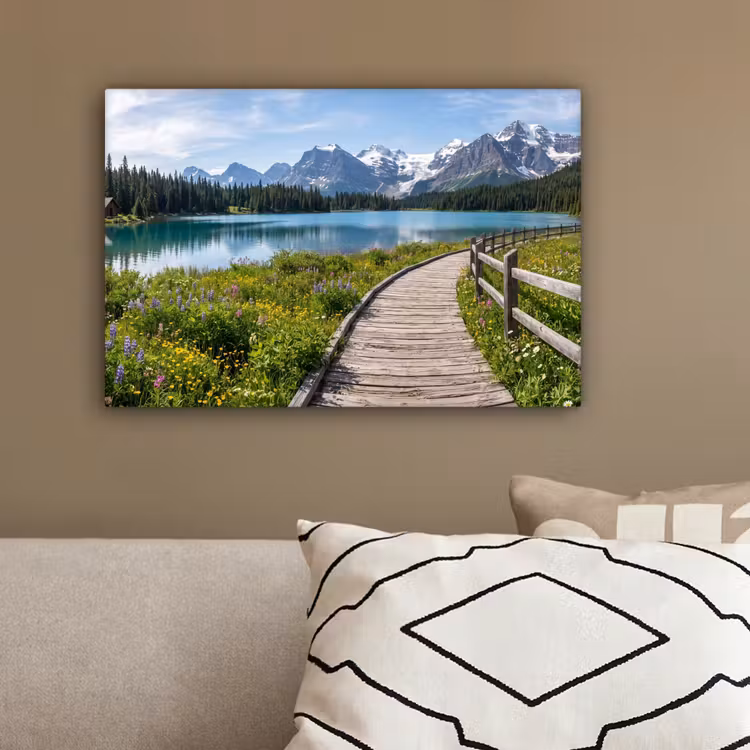Bergen - Meer - Landschap - Blauw canvas 2cm klein -sfeer3