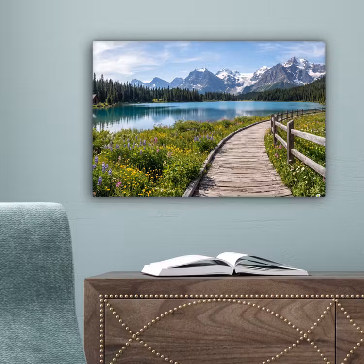 Bergen - Meer - Landschap - Blauw canvas 2cm klein -sfeer4