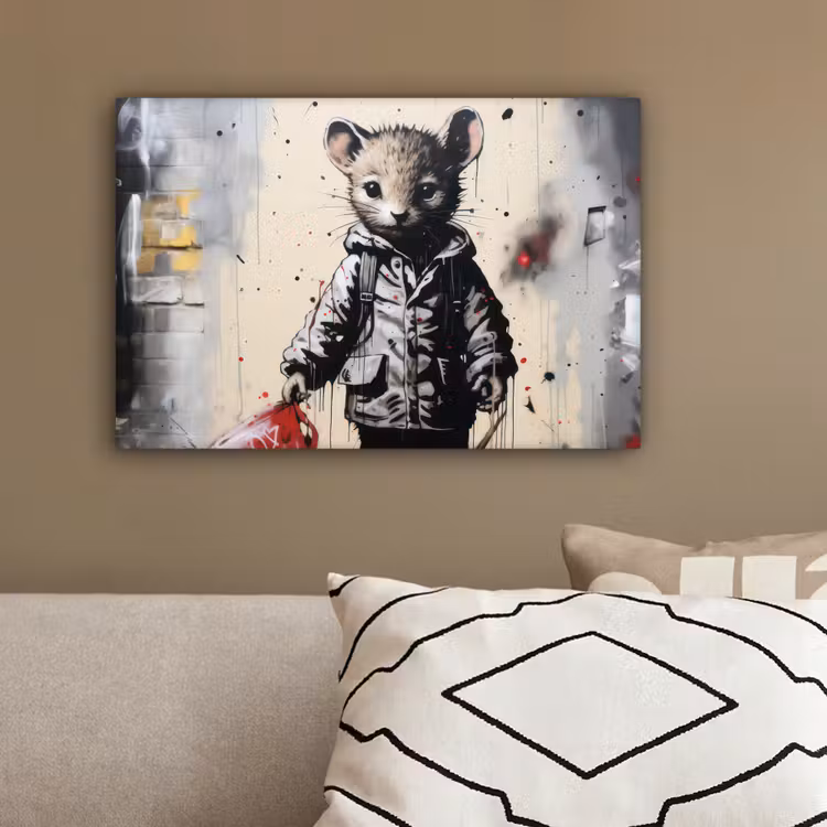 Muisje - Rood - Graffiti canvas 2cm klein -sfeer3